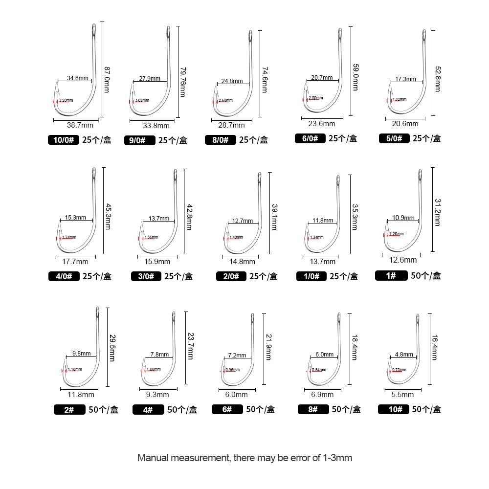 FTK Fishing Hooks 1-10#50PCS 1 - огляд і ціна Fishing Hook Assortment